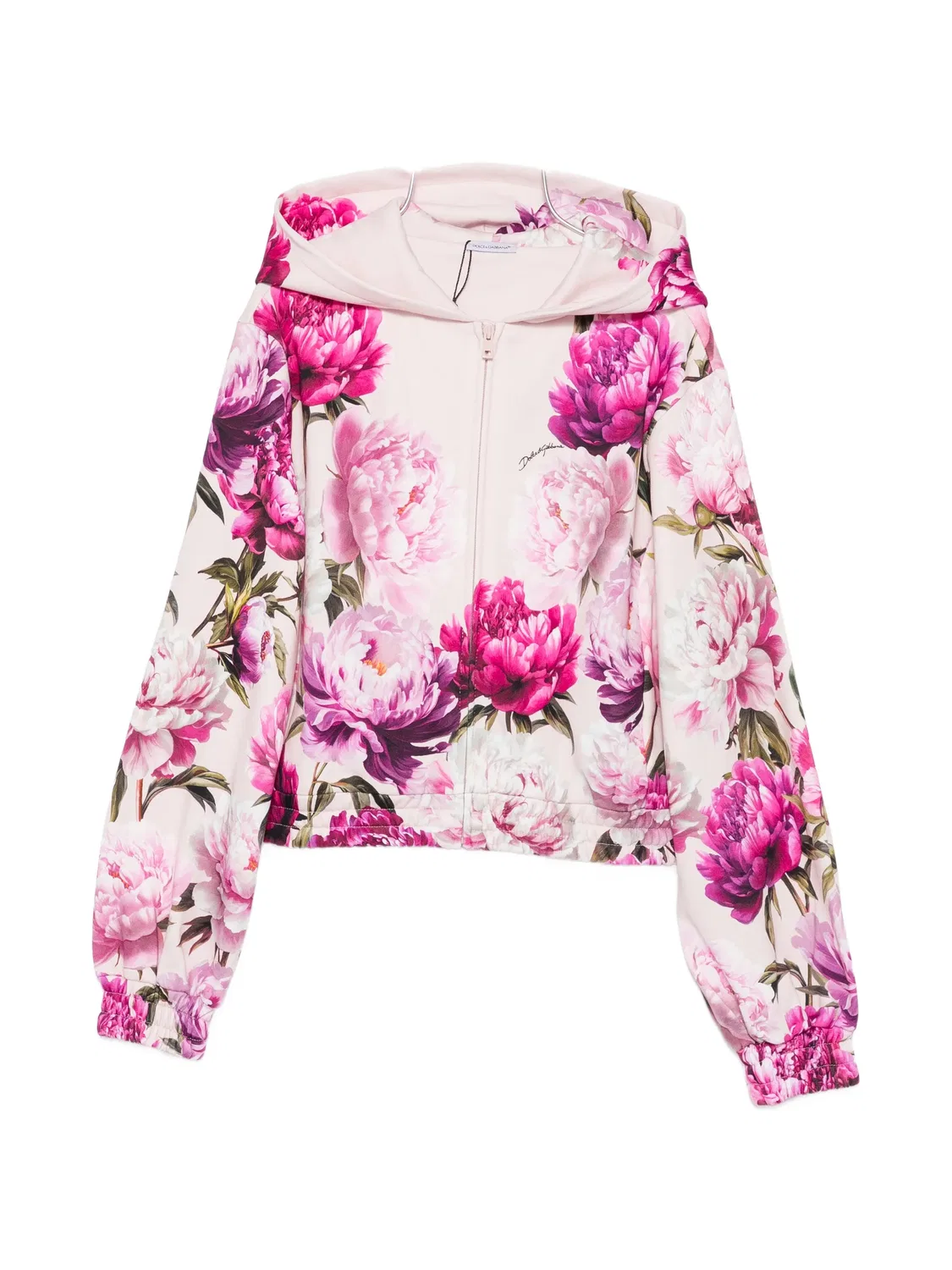 Худи на молнии с цветочным принтом Dolce & Gabbana Kids, розовый