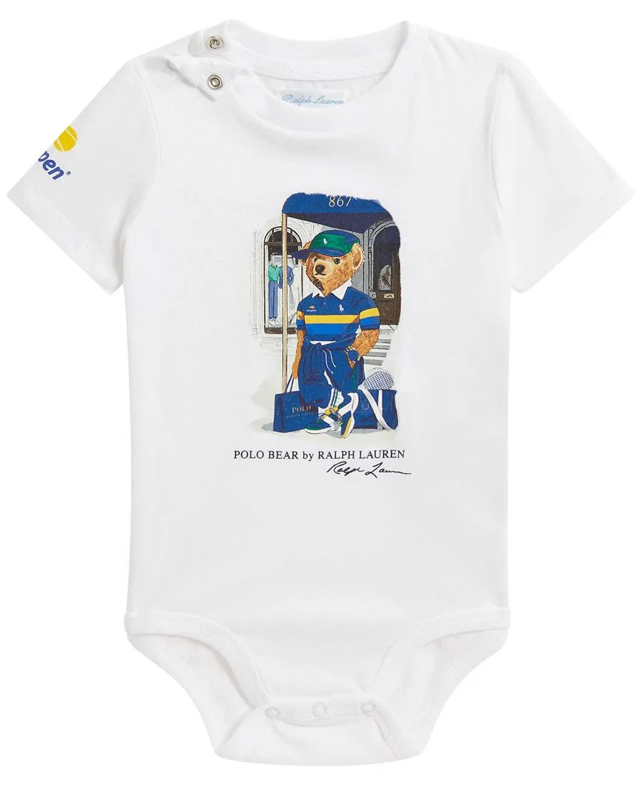 Боди с коротким рукавом Polo Bear из хлопка Polo Ralph Lauren, White