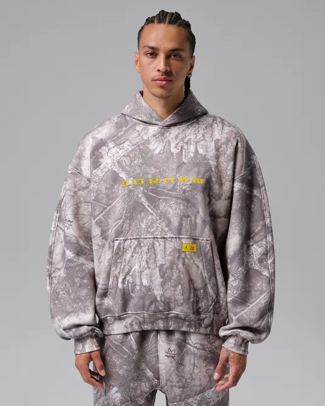 Мужской флисовый пуловер с капюшоном Realtree Jordan Brooklyn, White/Bright Citron