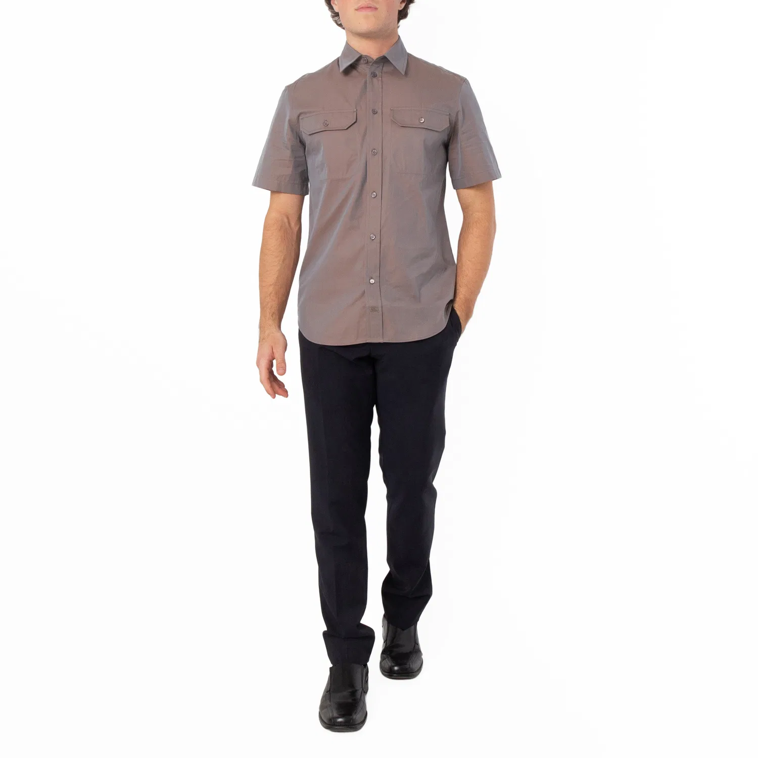 Рубашка с принтом Equestrian Knight Motif Cotton Poplin Shirt Burberry, Fog — фото 4