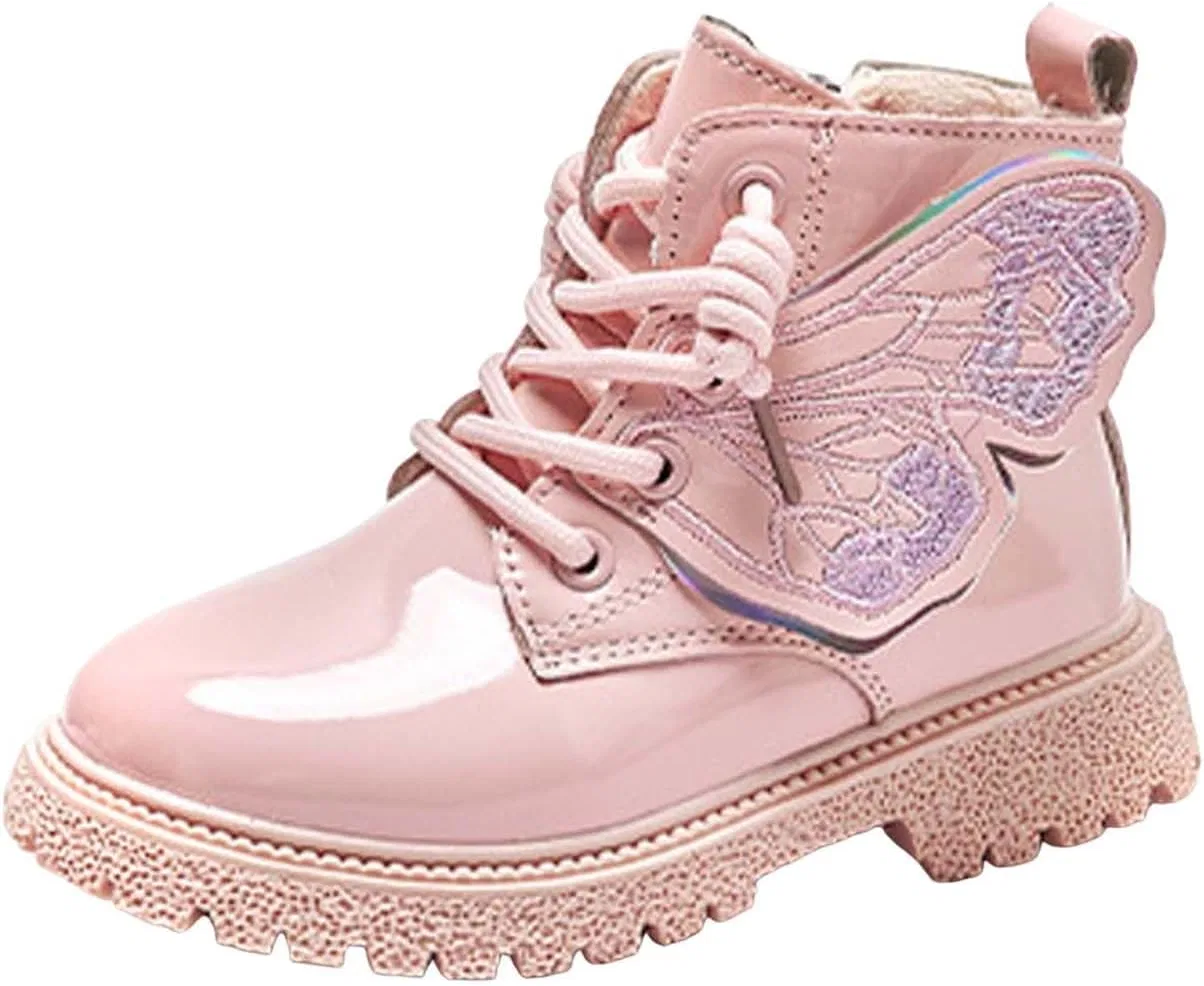 Детские ботинки для девочек с кружевным бантом SHOPESSA, Pink
