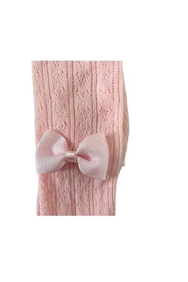 Детские колготки для девочек с отделкой OriEtta Accessoried Baby Tights Daymod, Pink — фото 3