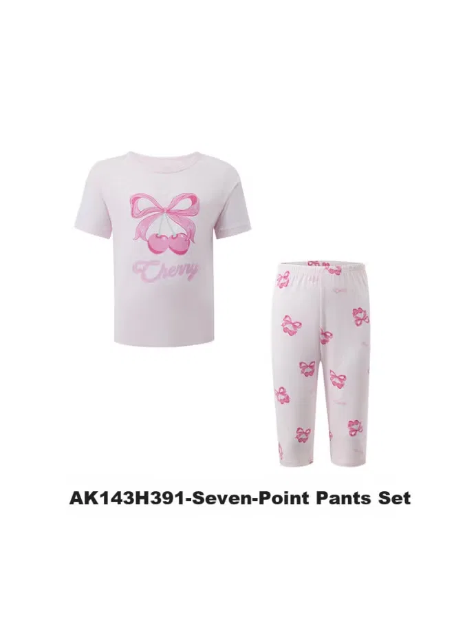 Комплект пижамный с коротким рукавом и бриджами Lanjing Zero Aimer Kids, вишневый — фото 2