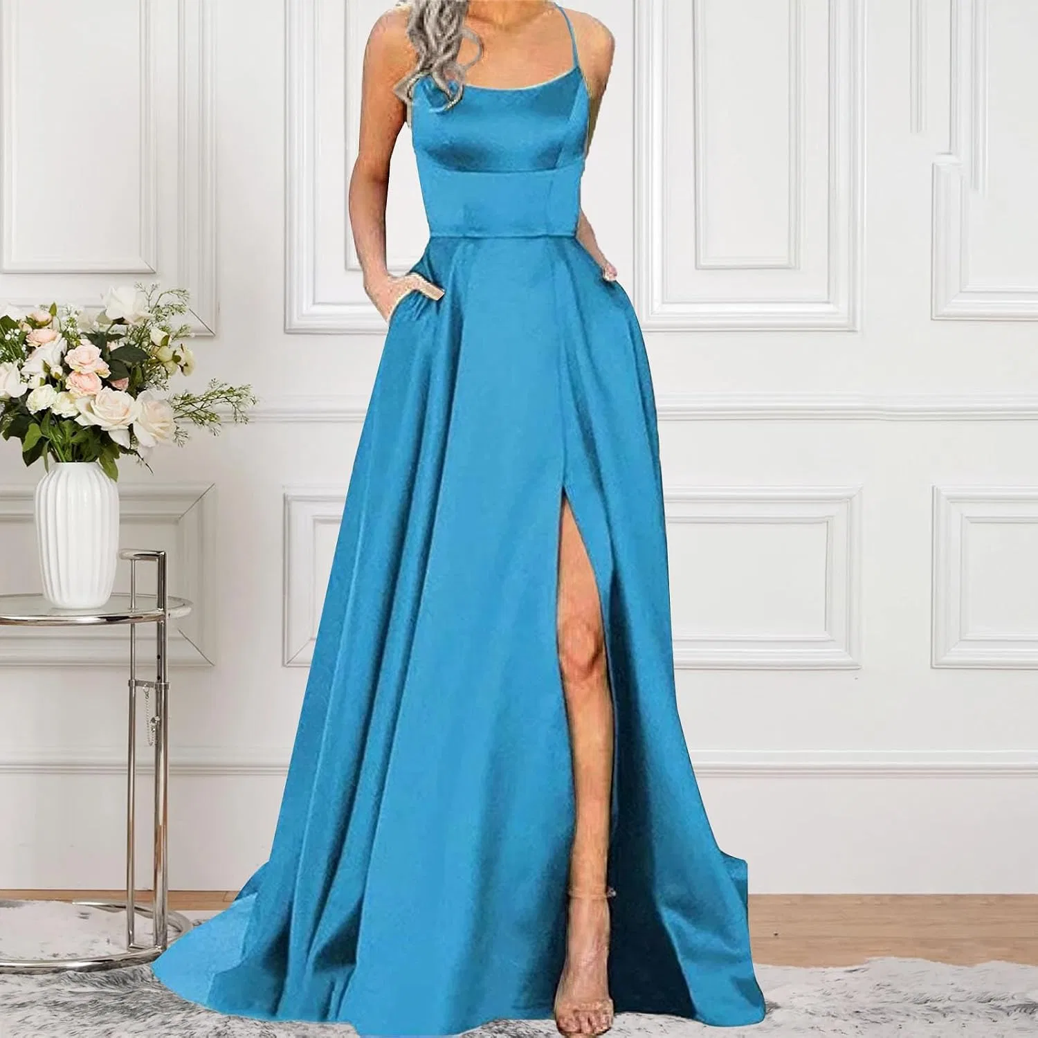 Женское вечернее платье с разрезом Formal Party Gown, Blue — фото 2