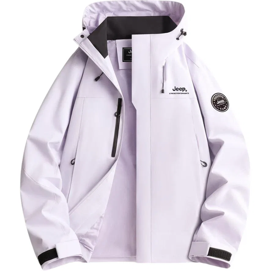 Детская куртка с капюшоном, водоотталкивающая, Jeep, White Wisteria Purple