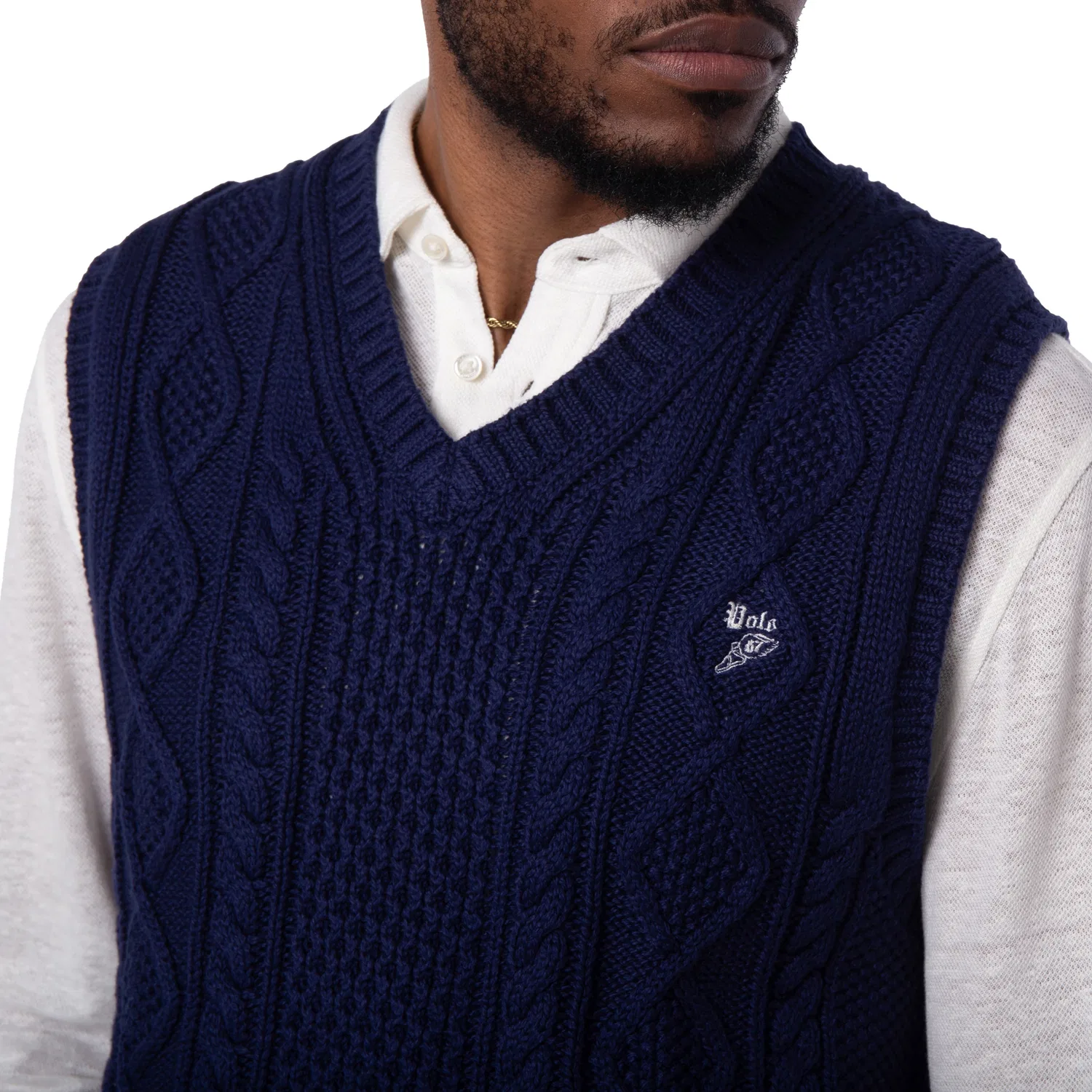 Свитер без рукавов Aran-Knit Cotton Sweater Vest Polo Ralph Lauren, Blue — фото 2
