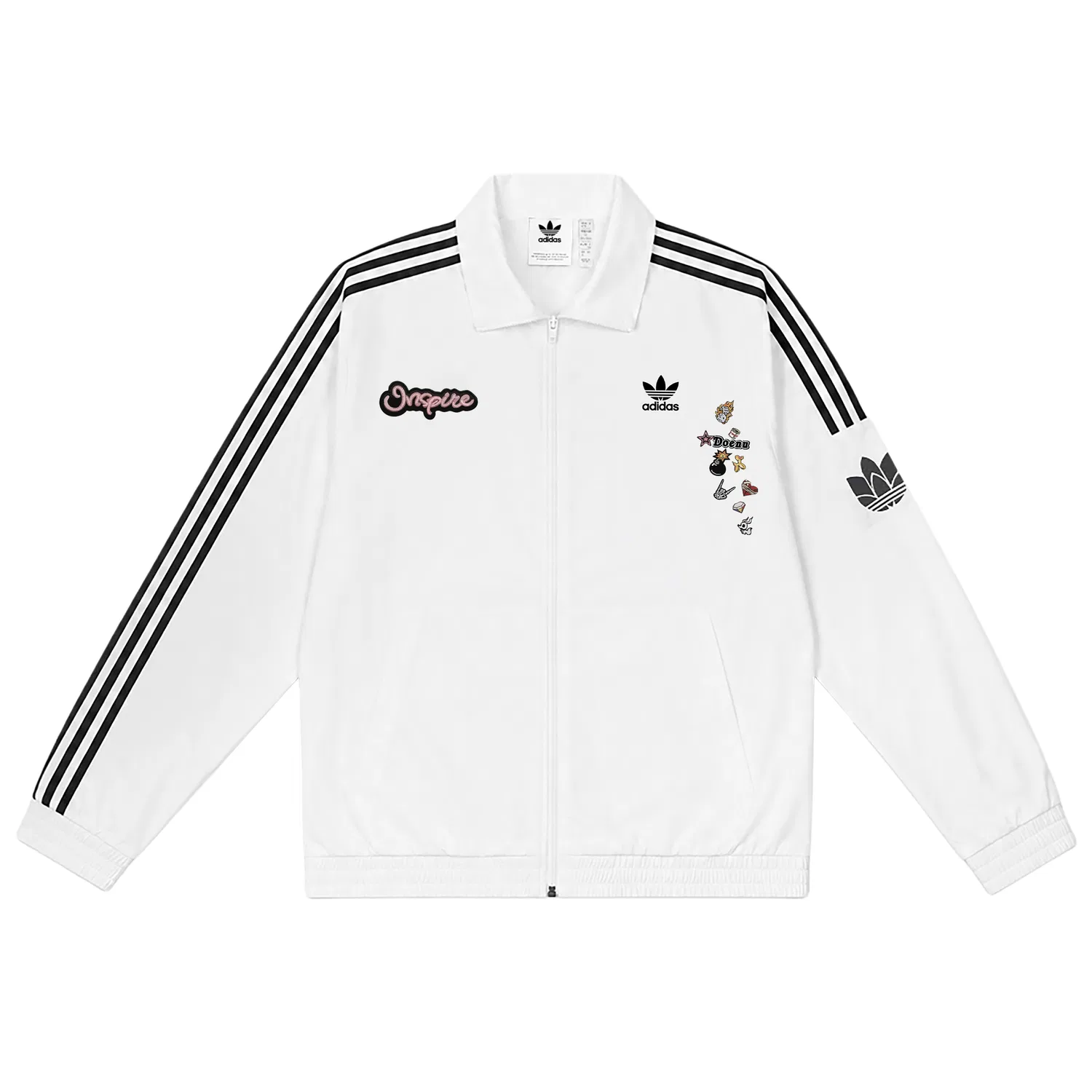 Мужская куртка с воротником-стойкой Retro Trefoil Adidas Originals, Bright White