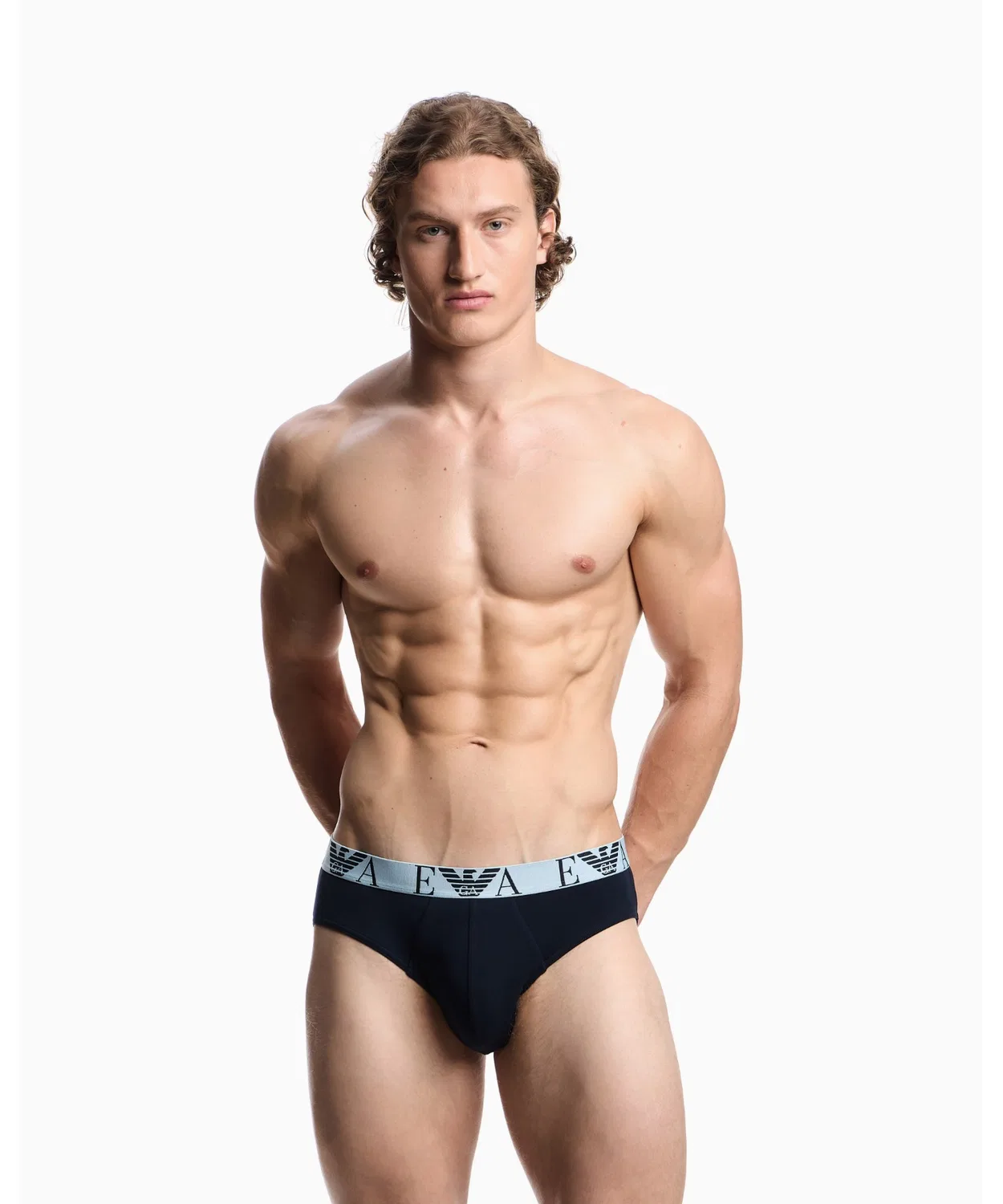 Мужские трусы-слипы с логотипом, комплект из 3 штук, Bold Monogram Logo EMPORIO ARMANI, Navy — фото 3