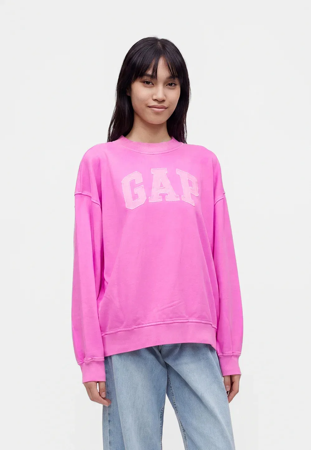 Толстовка с воротником-стойкой и логотипом Gap, Neon Pink Glow