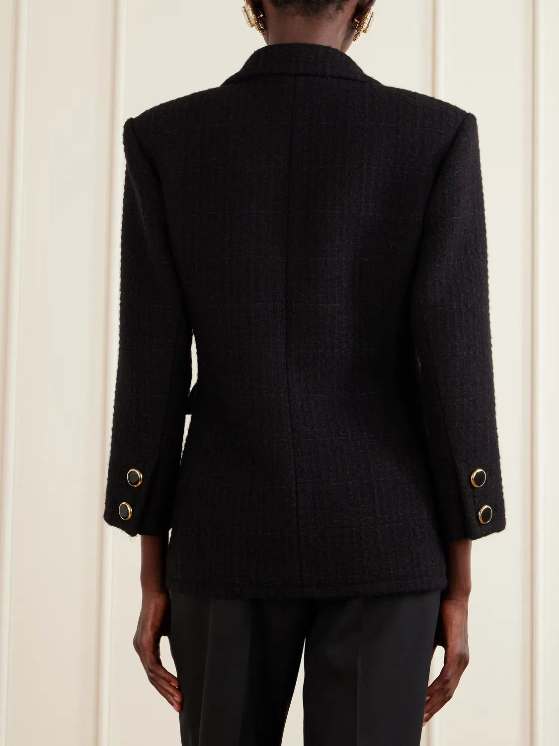 Блейзер из смесовой шерстяной ткани Saint Laurent, черный — фото 3