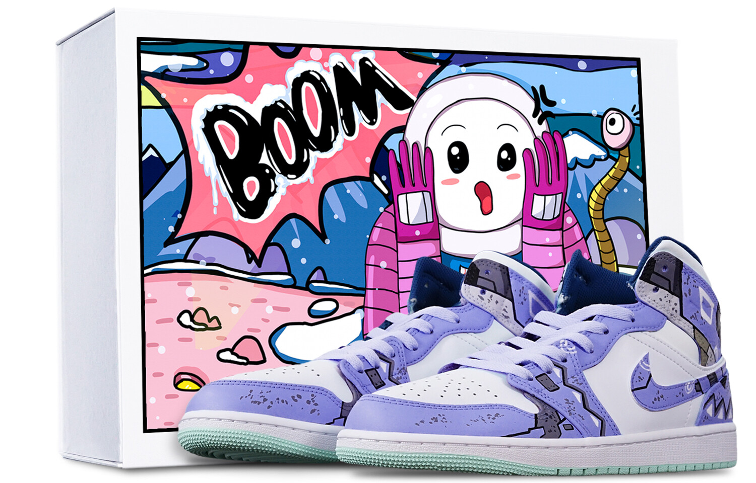 

Баскетбольные кроссовки Air 1 Vintage Men High-top Blue-Violet-White Jordan