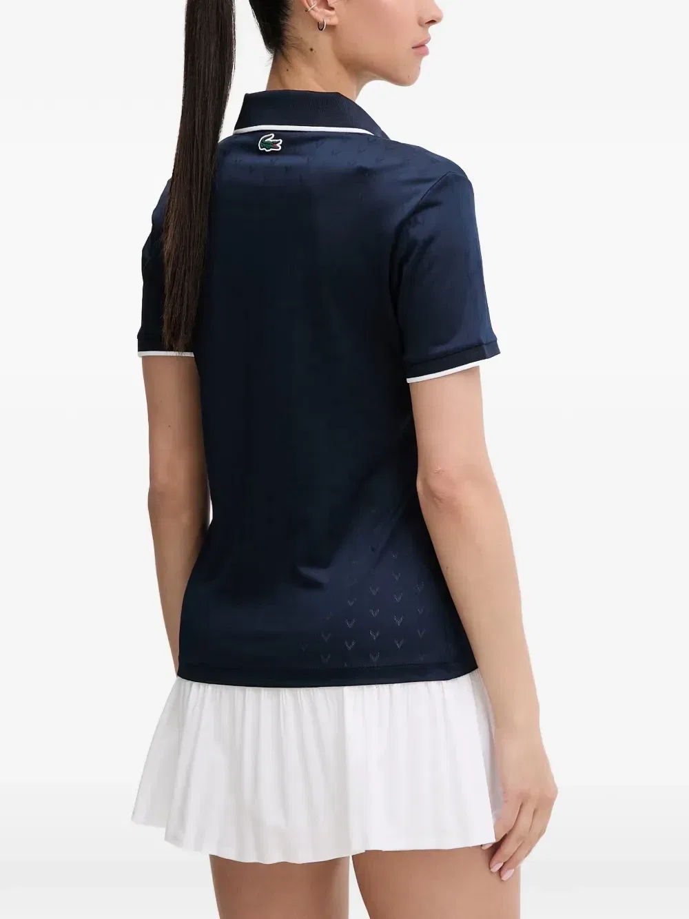 Рубашка поло Lacoste Heritage, синяя с монограммой — фото 3