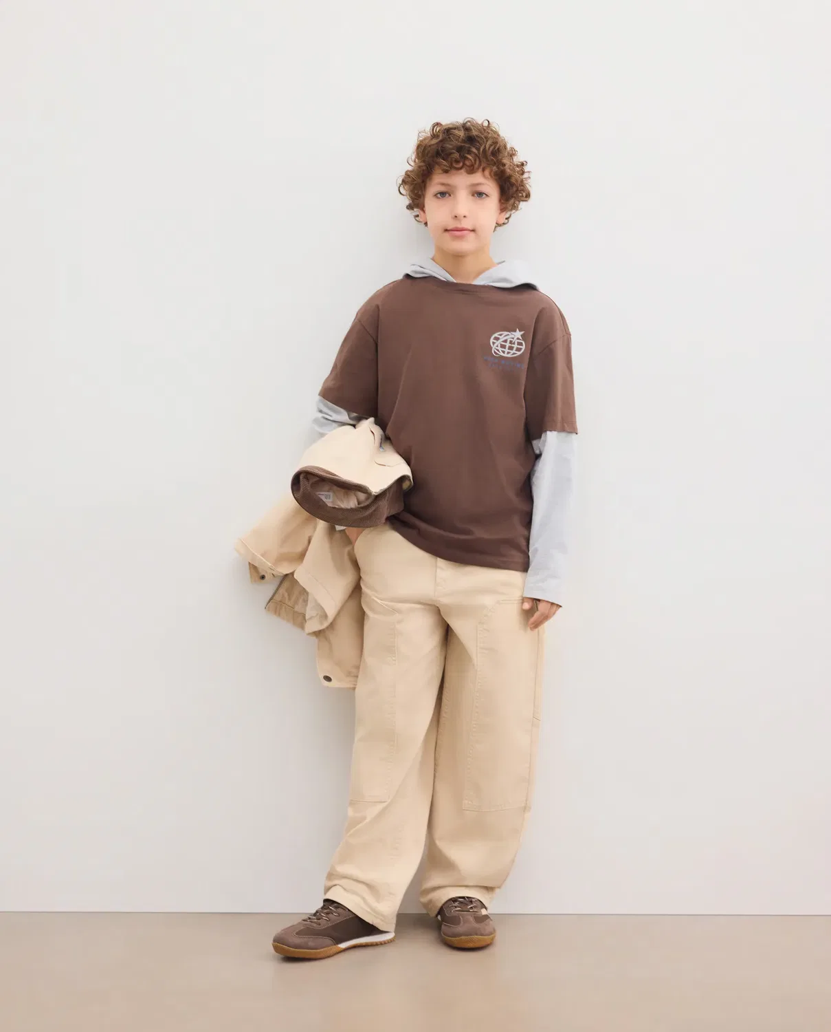 Детская футболка с длинным рукавом и капюшоном Kids El Corte Inglés, Marrón