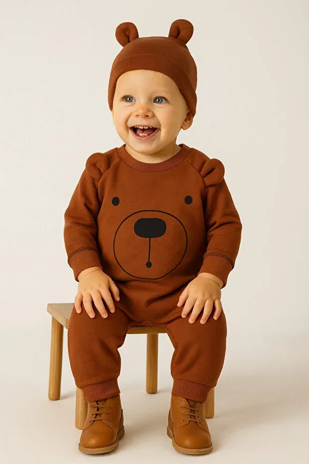 Детский комбинезон для новорожденных с принтом Smiling Face and Hat Mai Perla, Browni