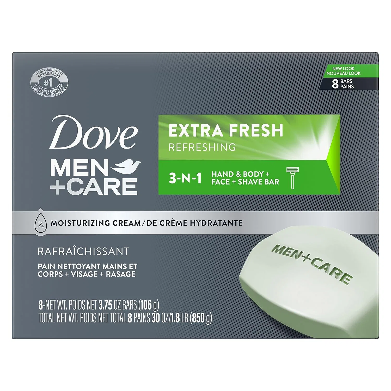 Dove Men + Care Мыло для лица и тела Dove Men+Care Extra Fresh, 8 шт., 946 мл