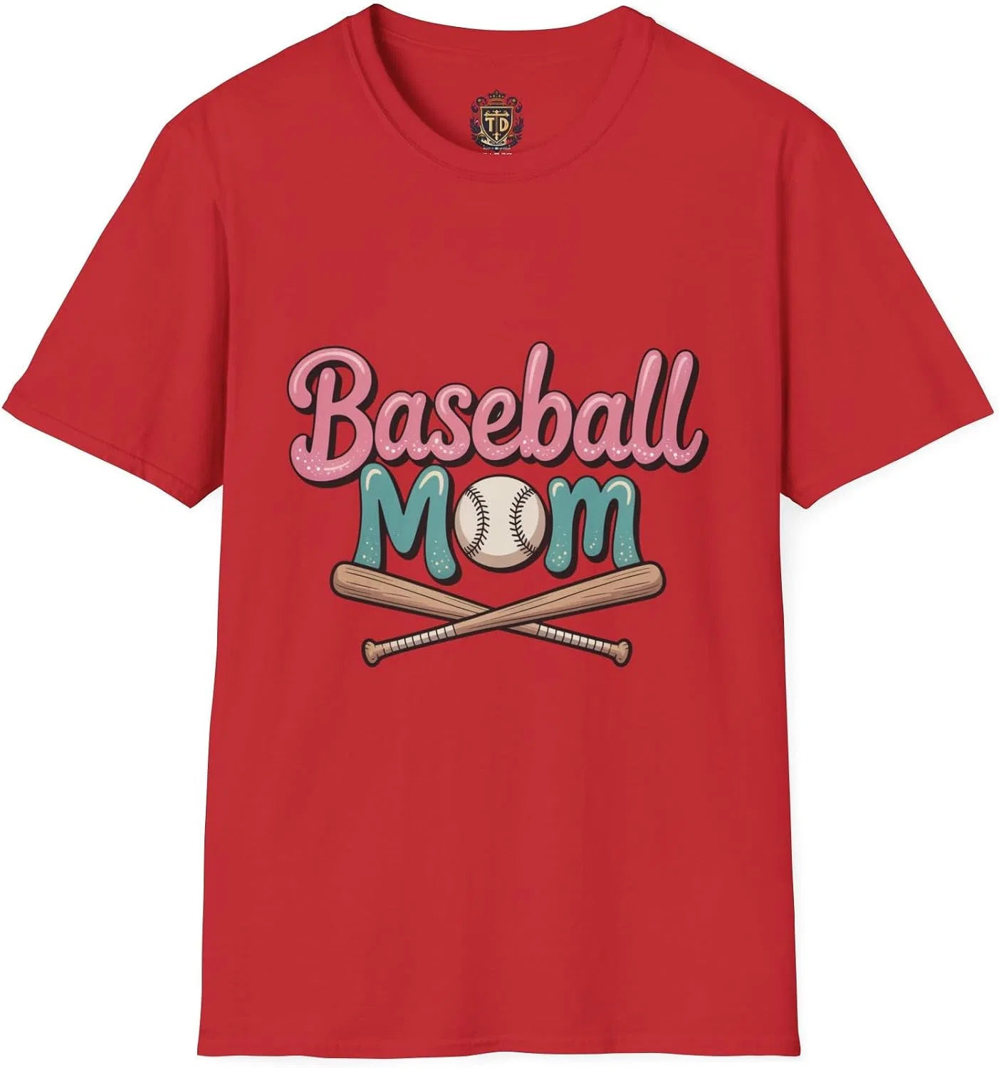Мужская футболка с принтом Baseball Mom, красный