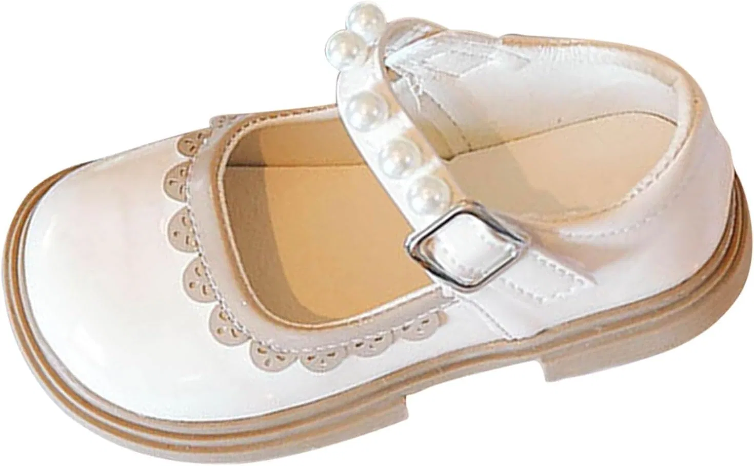Детские балетки для девочек с ремешком на щиколотке Flower Girl Shoes, Beige