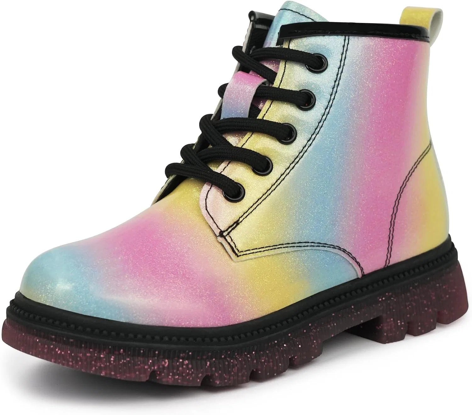 Детские ботинки для девочек на шнуровке с блестками JABASIC, Rainbow