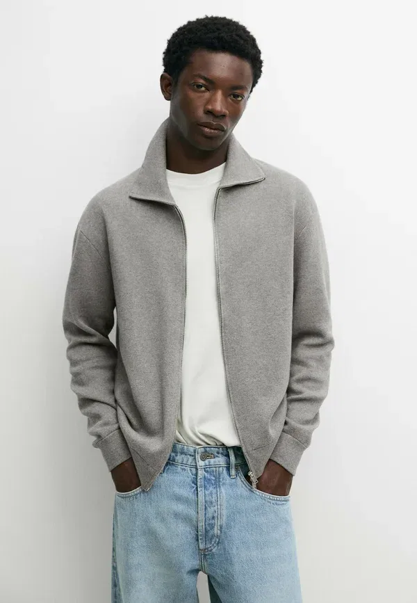 Кардиган из хлопка Marl Massimo Dutti, серый
