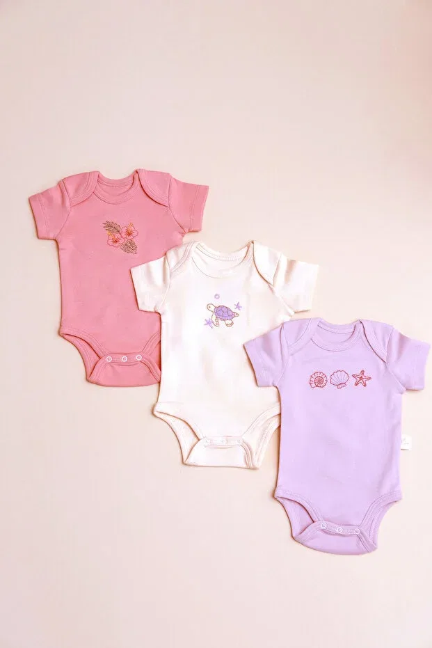Детское боди с коротким рукавом для девочек Embroidery Babylim, Multicolor — фото 4