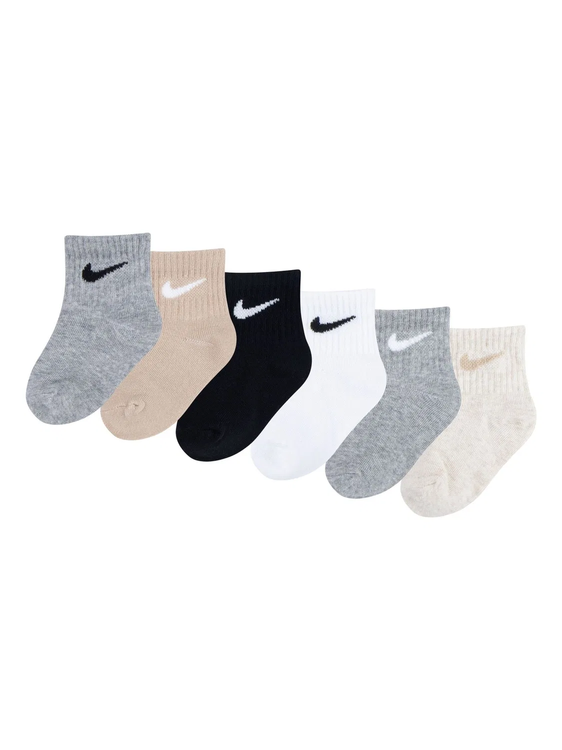 Носки Nike Infant Swoosh Ankle Socks 6 Pack, серый/черный