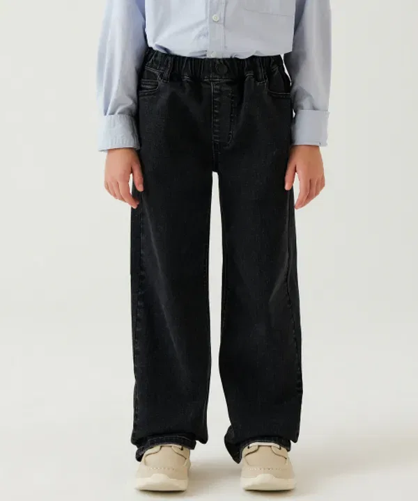Джинсы прямые, на поясе, стандарт Musinsa Standard Kids, washed black