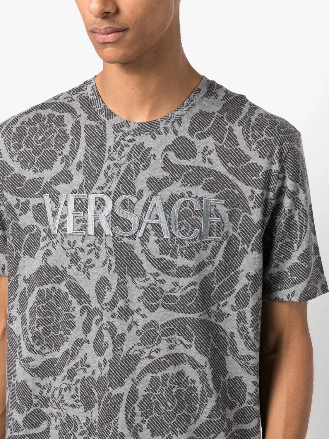 Футболка с принтом Barocco Silhouette Versace, серый — фото 3
