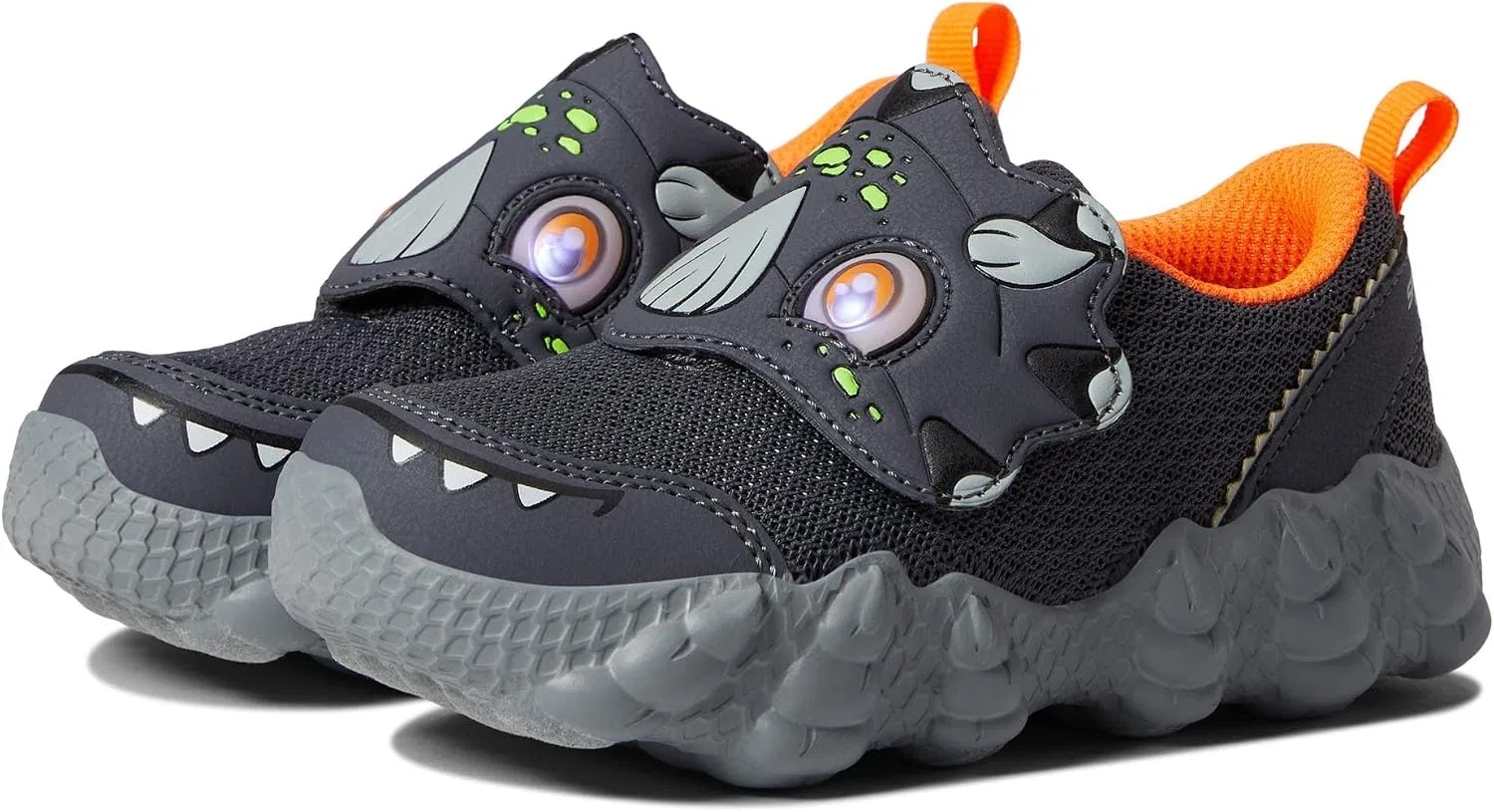Детские кроссовки для мальчиков со светящейся подошвой Skech-o-Saurus Skechers, Charcoal/Orange — фото 2