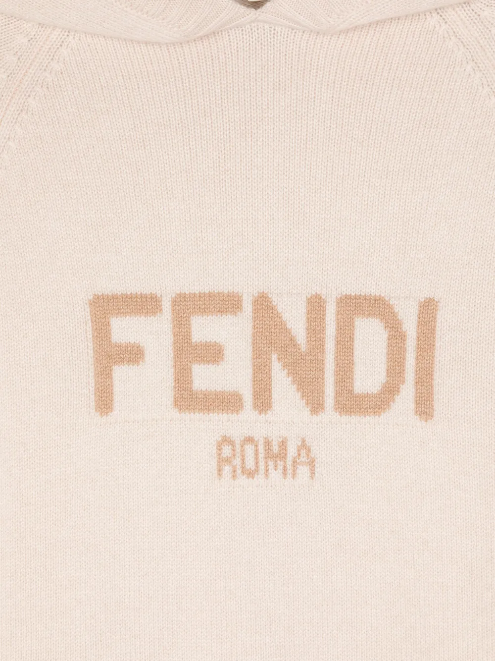 Свитер с жаккардовым логотипом FENDI KIDS, нейтральный — фото 3