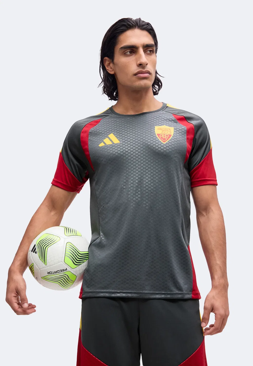 As Roma 26/27 tiro26 тренировка перед соревнованиями - клубная форма Adidas Performance, Grey Six/Team Victory Red — фото 4