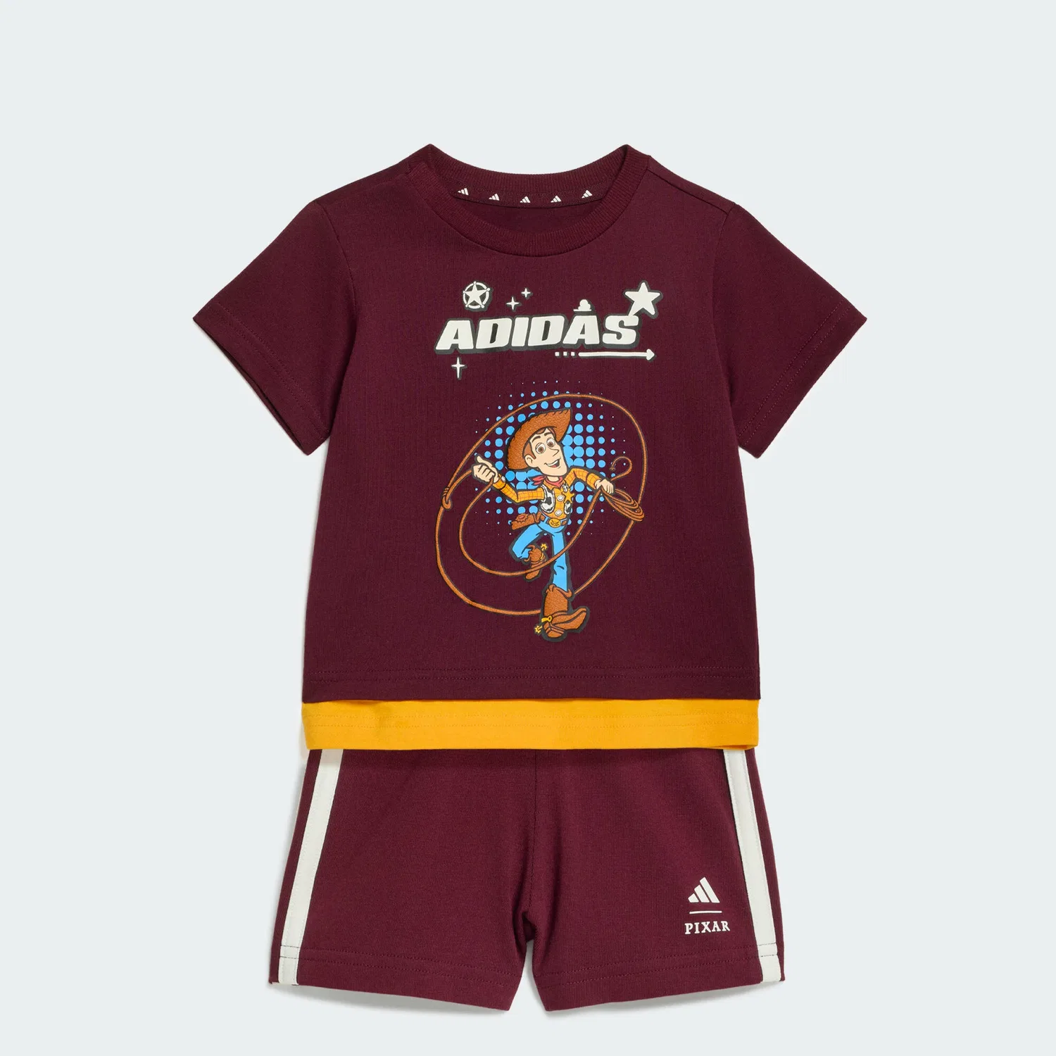 Детский комплект из футболки и шорт с принтом Pixar Toy Story Adidas, Karminrot Weiss — фото 3