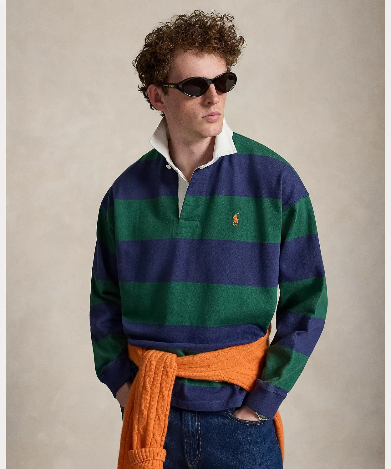 Мужская оверсайз рубашка-поло из хлопка с полоской Polo Ralph Lauren, Green