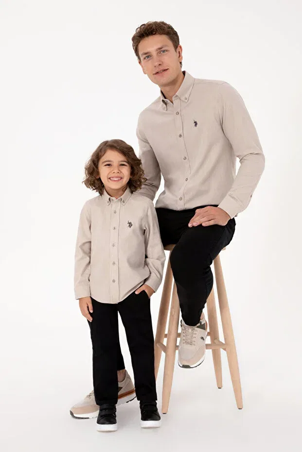 Мужская рубашка с длинным рукавом U.S. Polo Assn., Beige — фото 3
