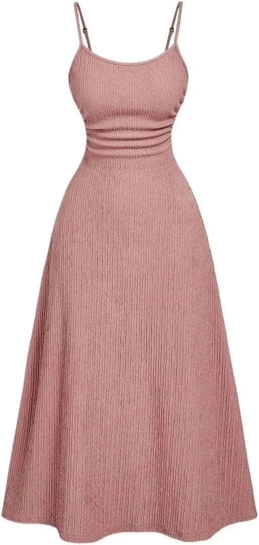 Женское миди-платье с плиссировкой VGXLXCVBV, Dusty Pink