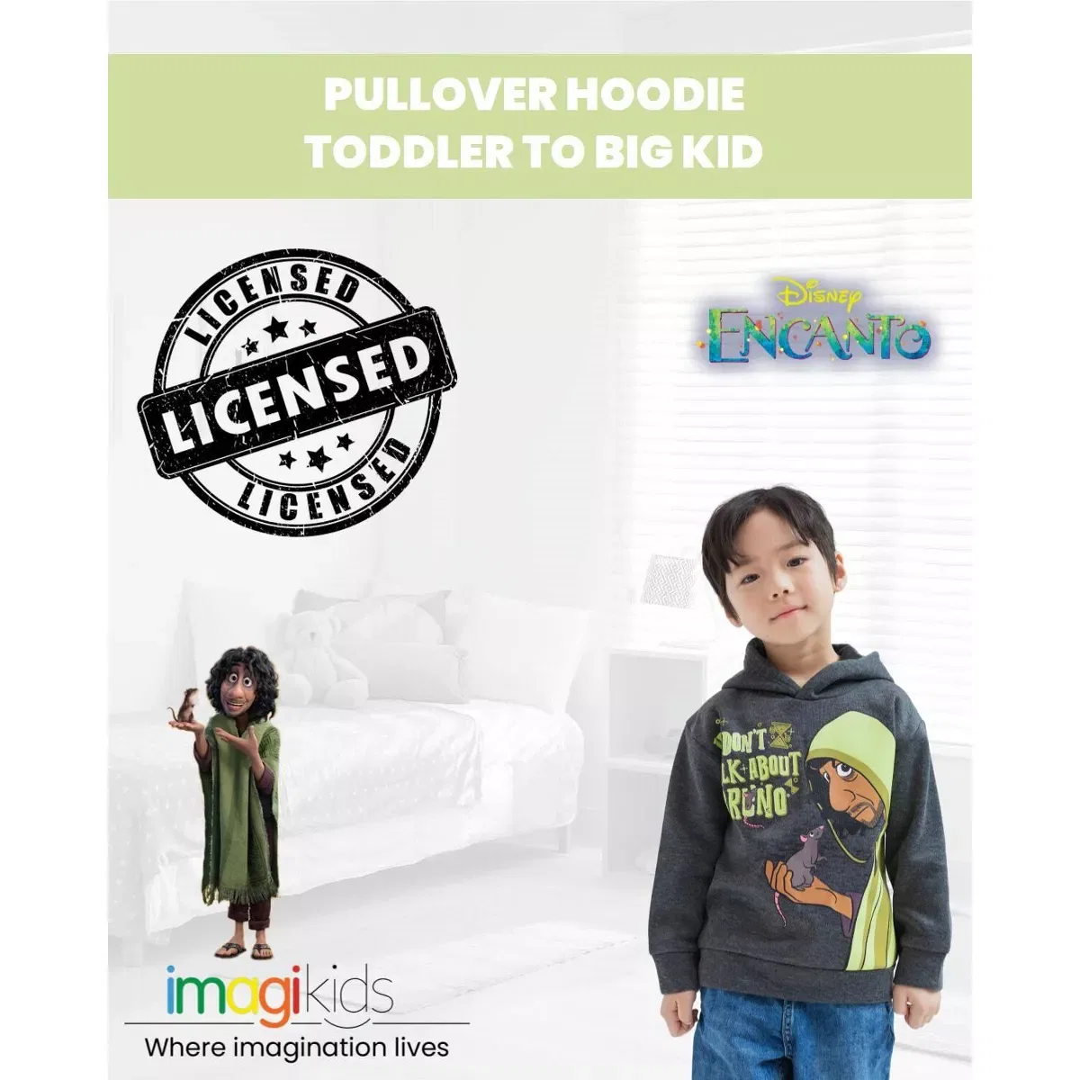 Детское худи с принтом Encanto Bruno Fleece Pullover Hoodie Disney, Gray — фото 2