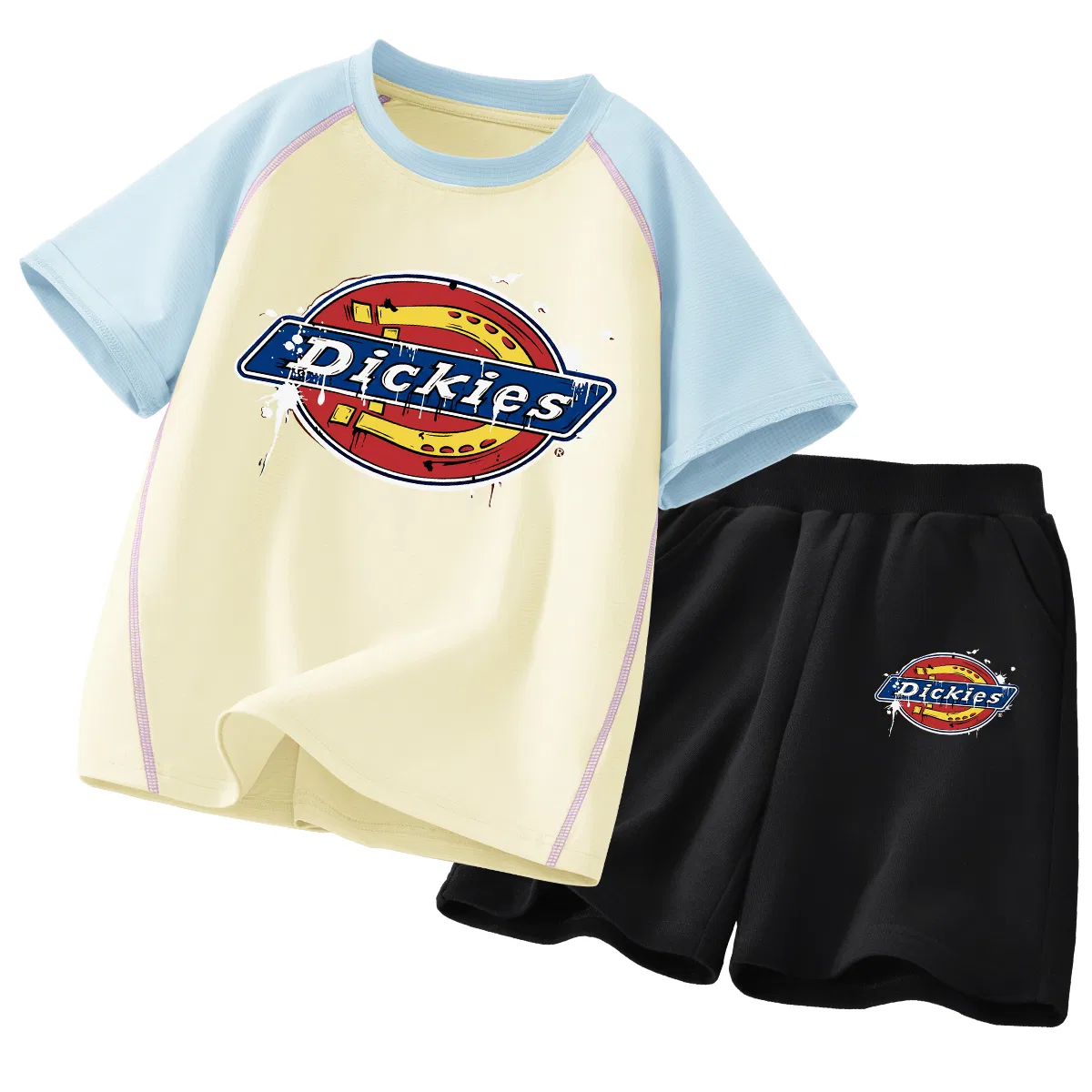 Детский спортивный комплект с принтом Dickies, Spray Paint Ink Blue Yellow+Graffiti Ink Black
