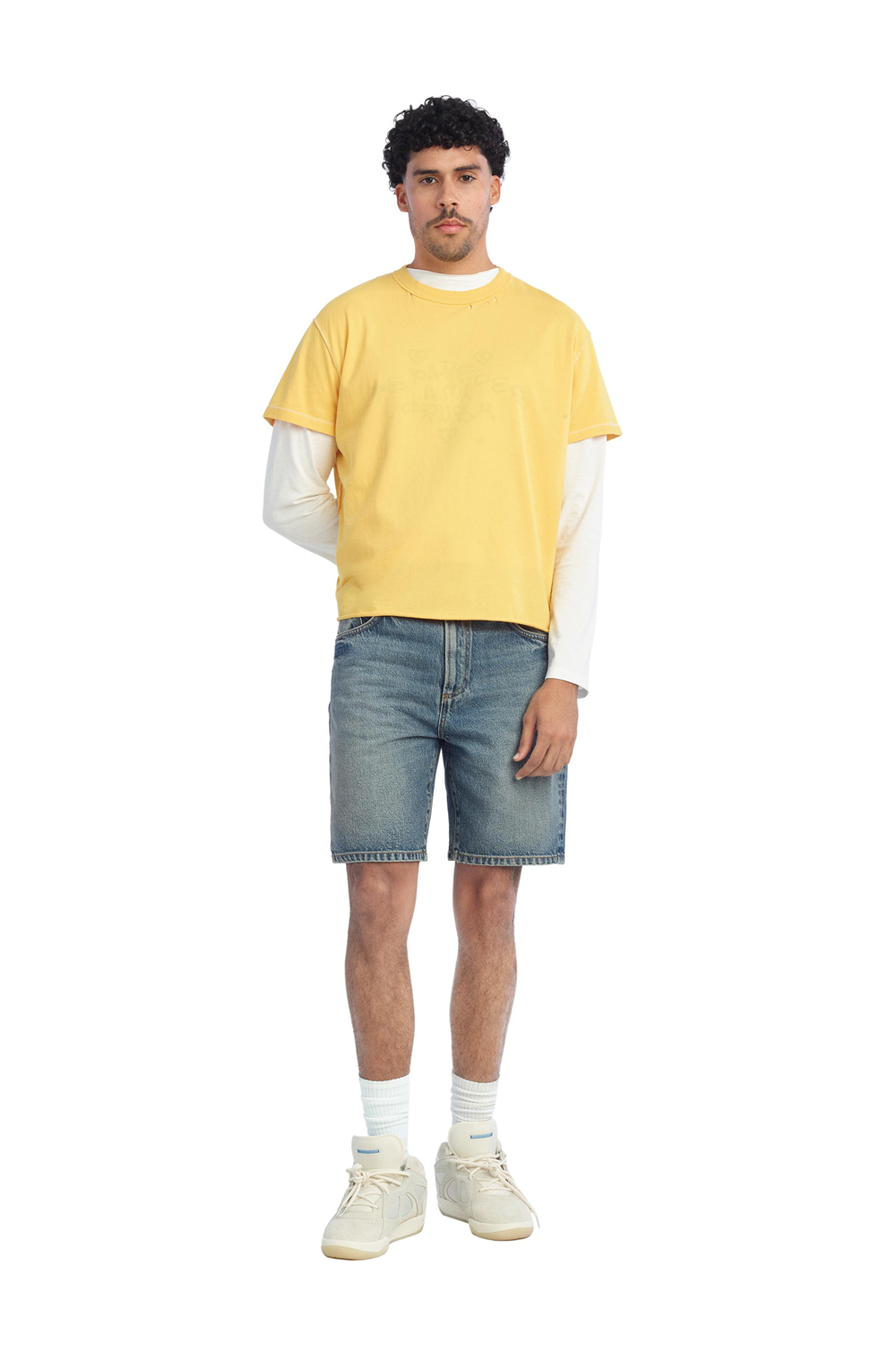 Футболка Zara Benito Antonio Collection Faded Reverse-Effect Crush Slogan, желтый