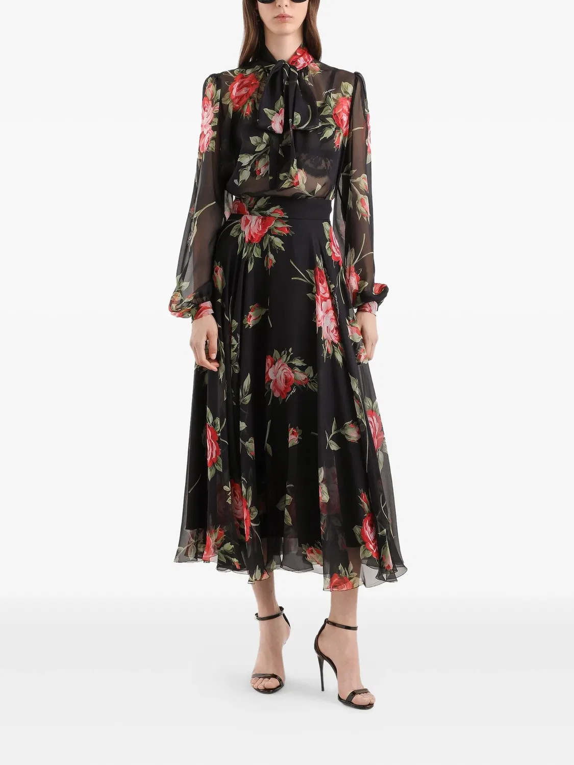 Юбка-миди шелковая черная Dolce & Gabbana, черный — фото 3