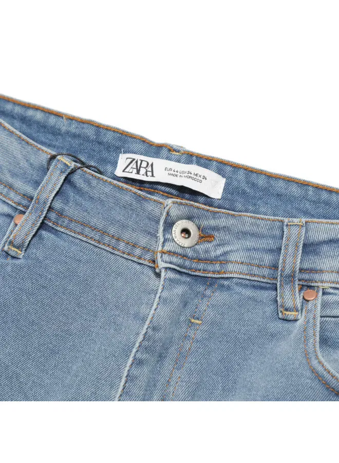 Шорты прямые джинсовые бермуды Zara, синий — фото 4