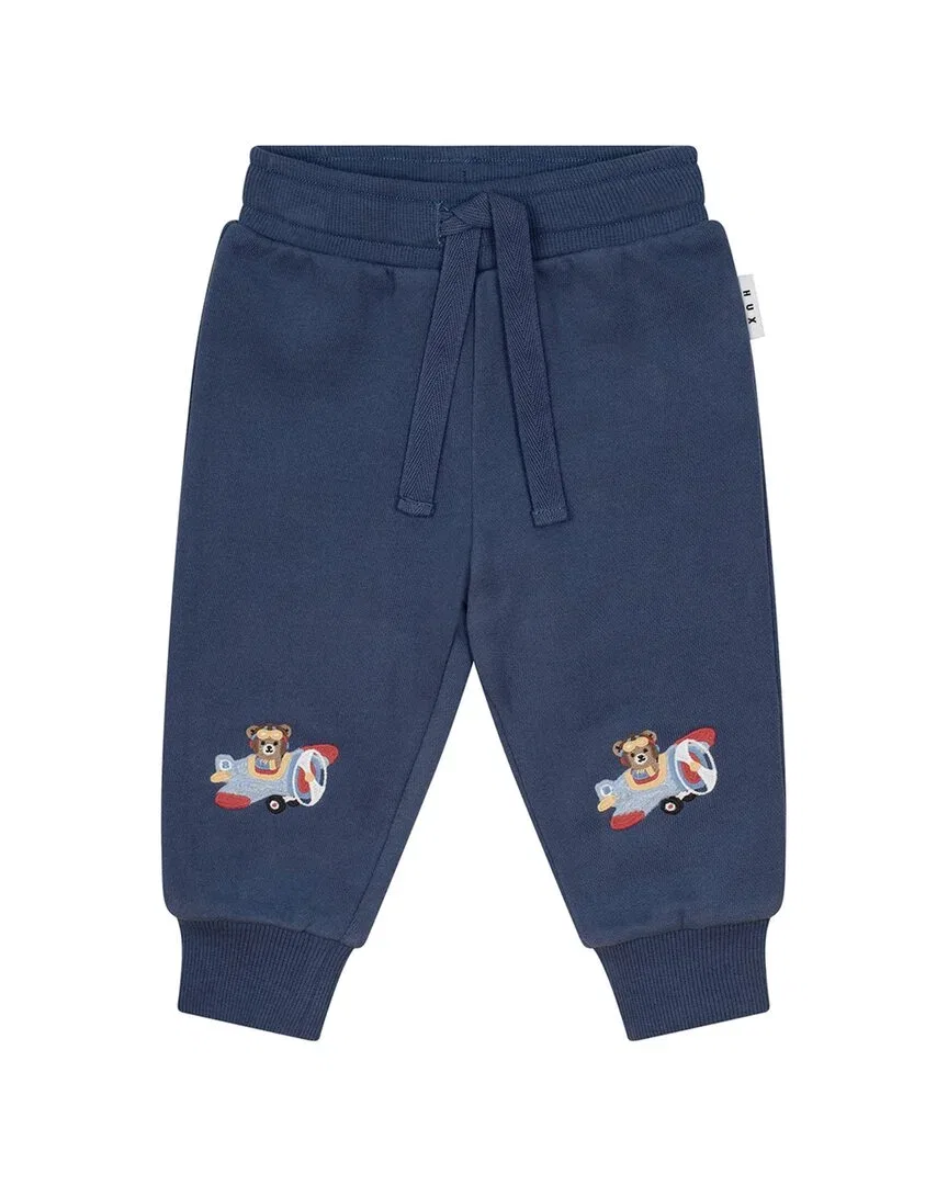 Детские спортивные штаны с вышивкой Aviator Huxbear Huxbaby, темно-синий