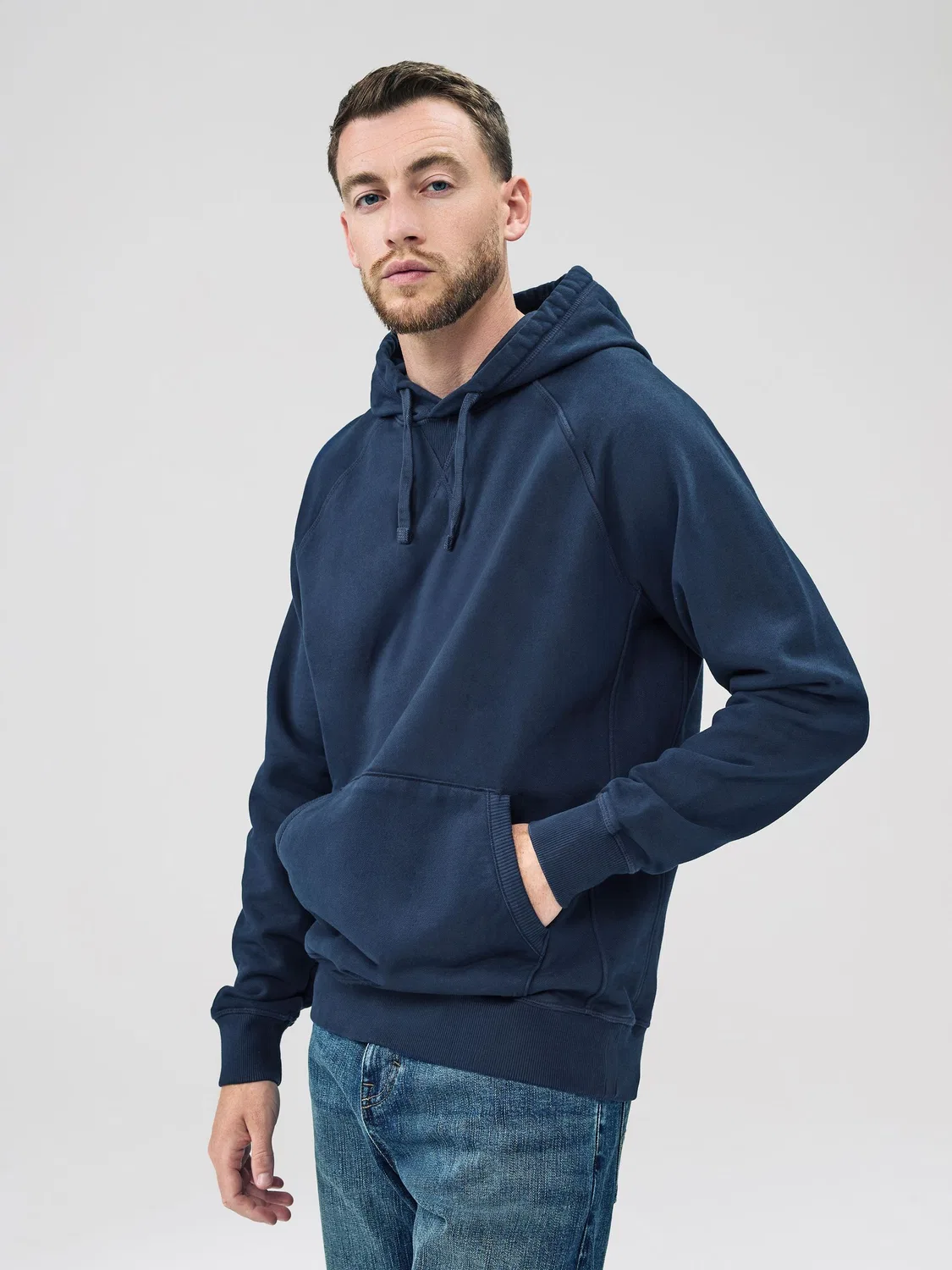 Худи оверсайз, Garment Washed Hoodie Next, темно-синий — фото 4