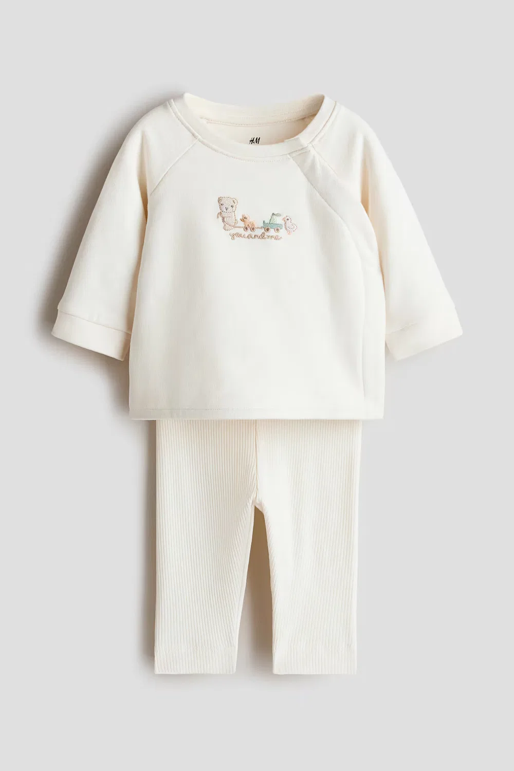 Хлопковый комплект из 2 предметов H&M, Cremefarben/You And Me