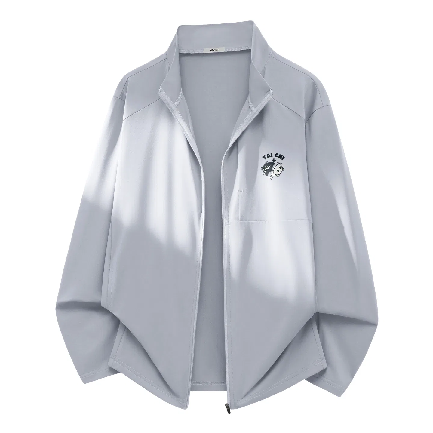 Детская ветровка с принтом Light Gray B Tai Chi Cat Chest Logo, MINISO, Light Gray