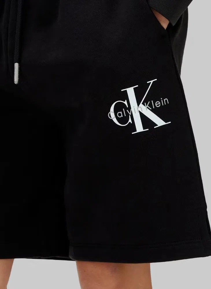 Шорты спортивные с принтом Calvin Klein Jeans, черный — фото 3