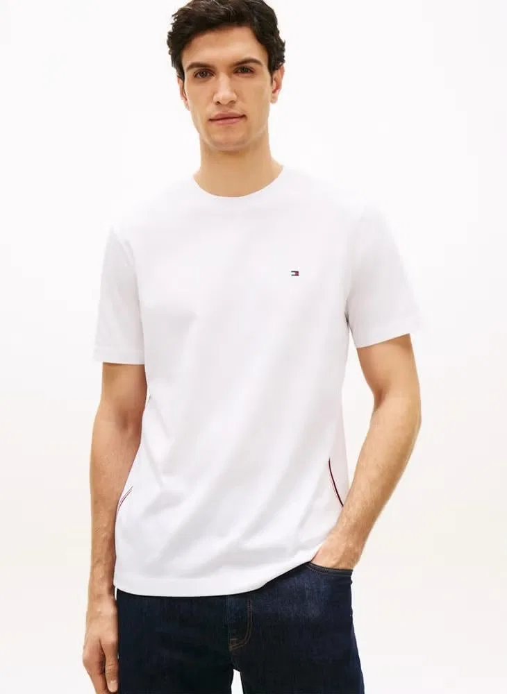 Футболка с полосами по боковым швам Global Stripe Tommy Hilfiger, белая