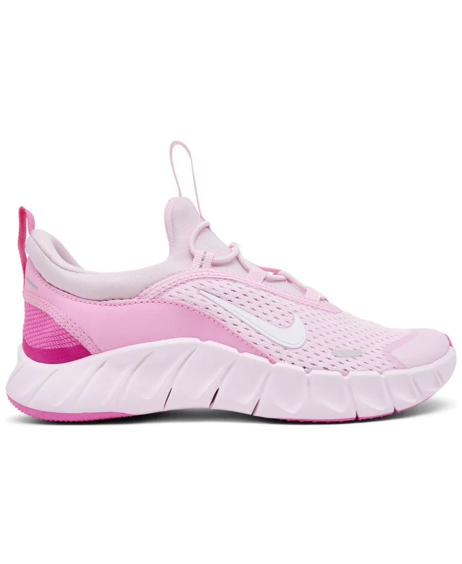 Детские кроссовки с эластичными шнурками Free Ride Elastic Lace Nike, Pink Rise White — фото 2