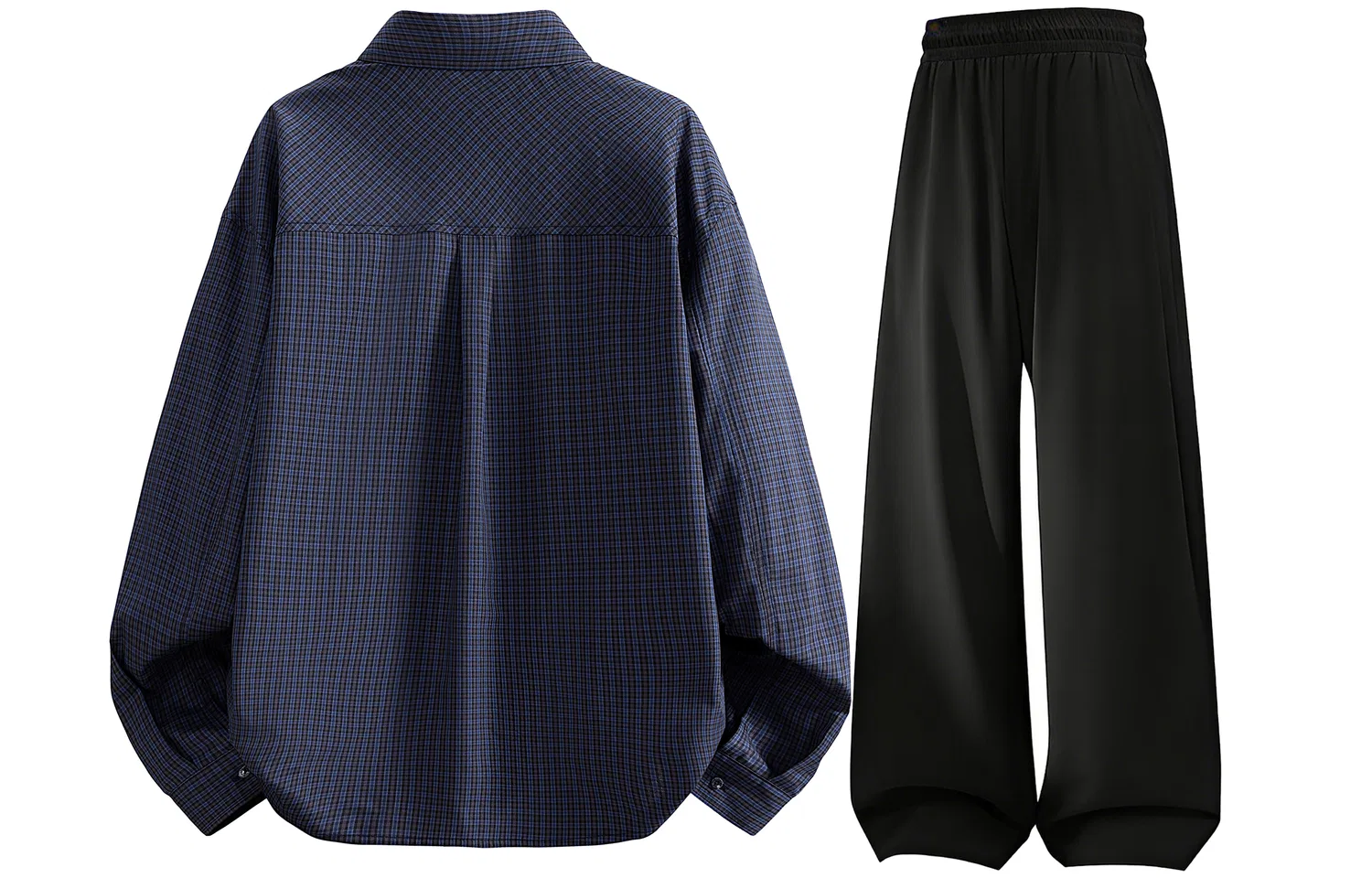 Детский комплект из рубашки и брюк в клетку Blue Black Plaid Pattern, Shirt Matching Sets, WARRIOR — фото 3
