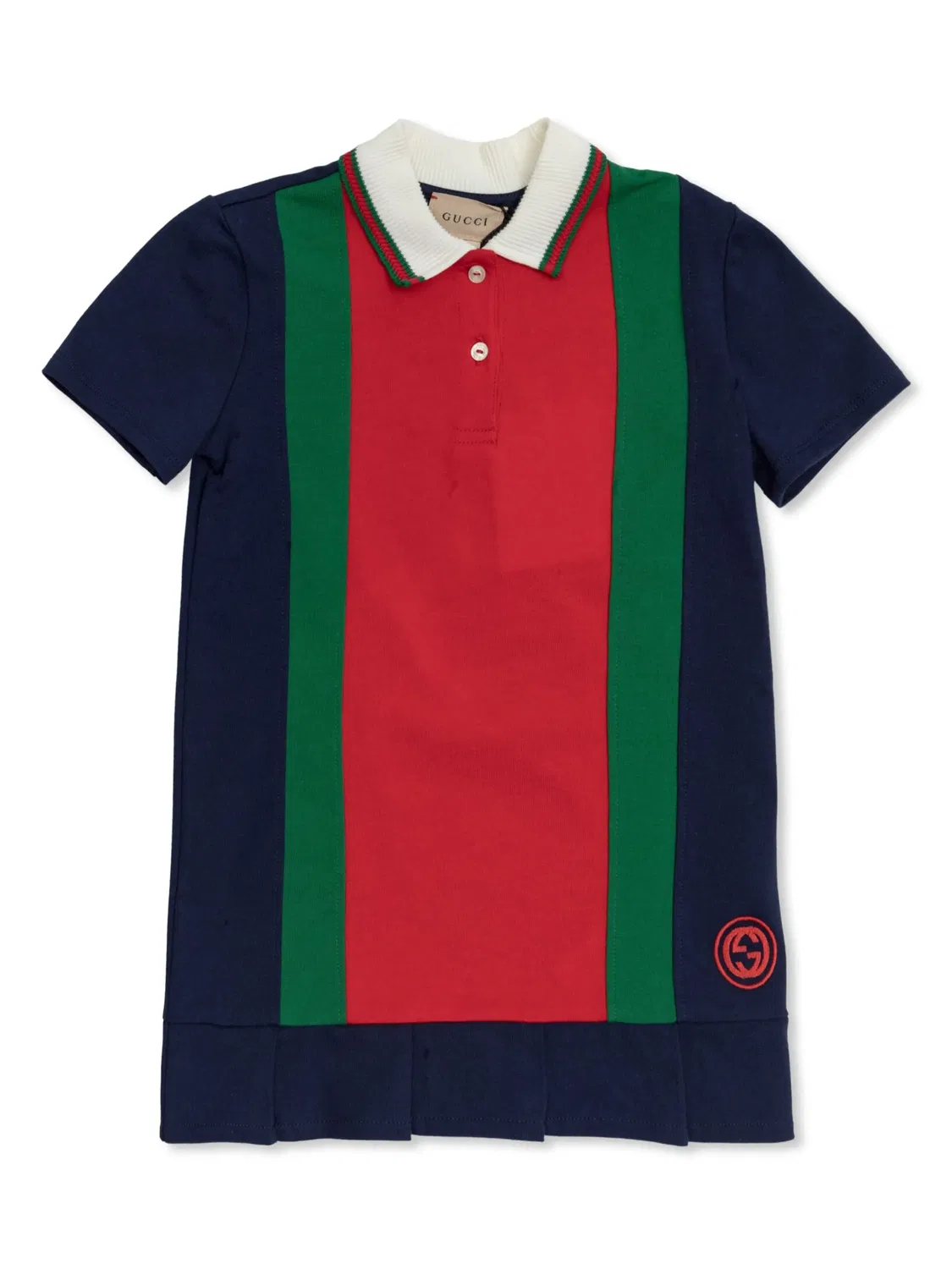 Платье с воротником поло и отделкой Web Gucci Kids, красный