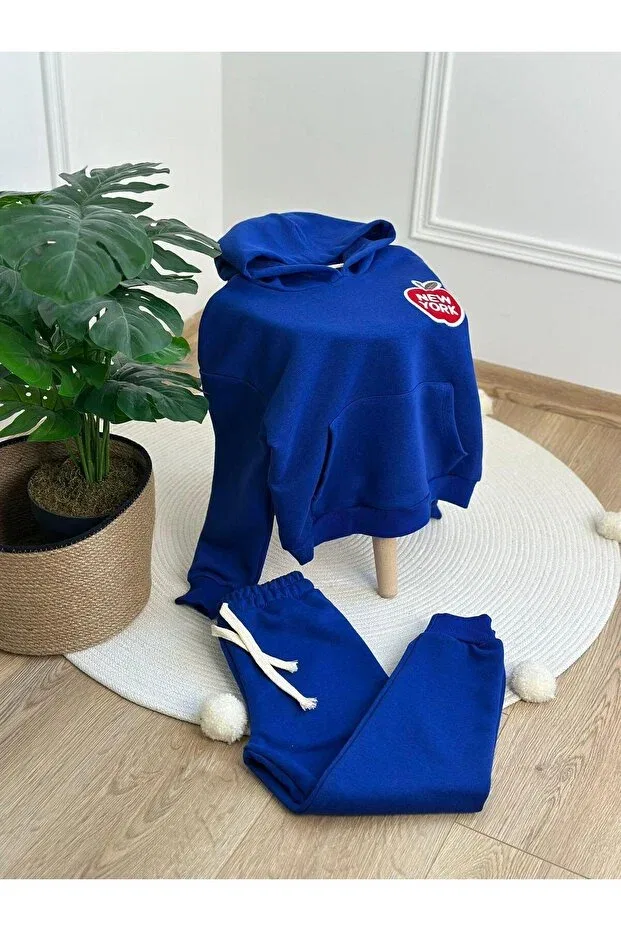 Детский комплект спортивного костюма с вышивкой Hooded New York Embroidered Tracksuit Set Booni Jooni, Blue — фото 3