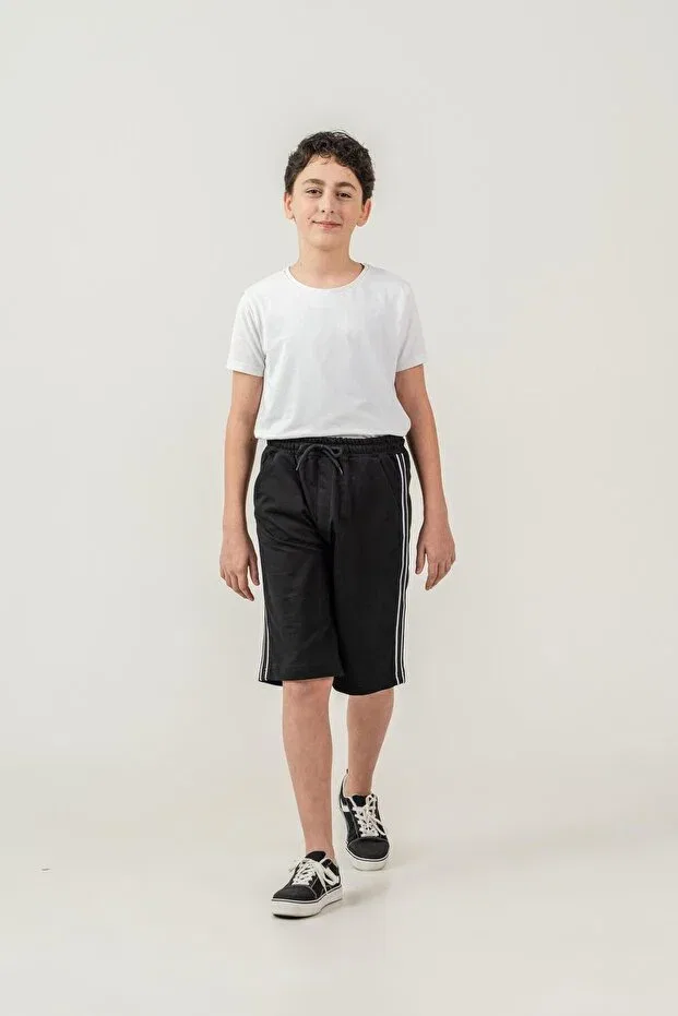 Детские шорты для мальчиков с боковыми полосками Mışıl Kids, Black